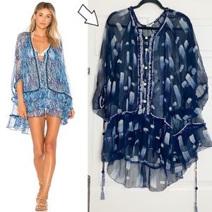 Poupette St. Barth Bety Bobo Nava Poncho Dress in Blue Print One Size